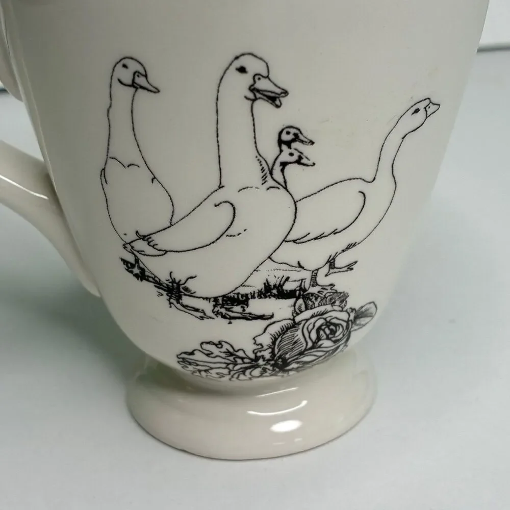 Barnyard Toile Rabbit Footed Coffee Mug Cup Andrea by Sadek Trostli Retired